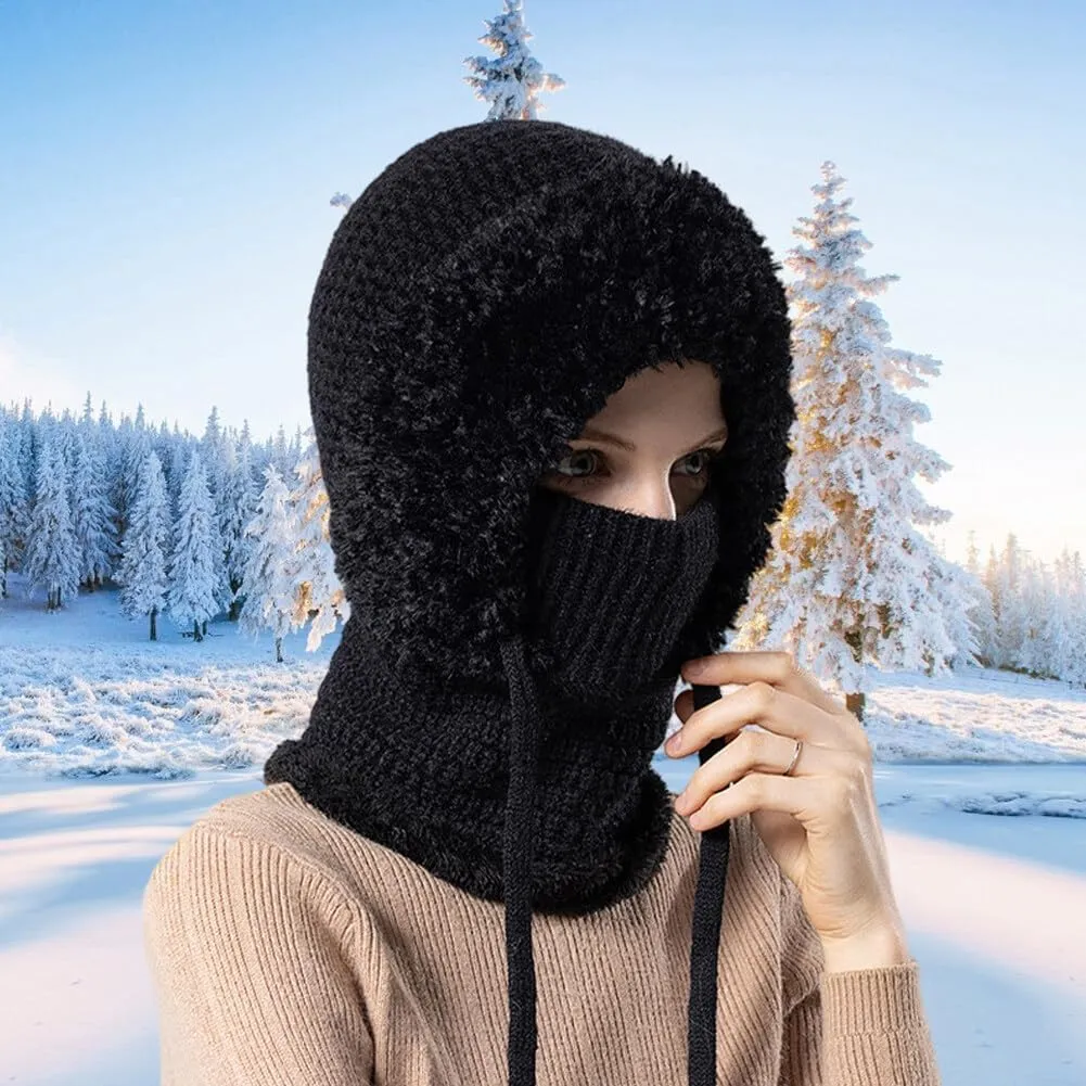 Zcargel 3 in 1 Women's Winter Hat, Women Balaclava Hat 55cm-60cm Warm Neck Warmer Sets Thick Soft Knitted for Outdoor Skiing