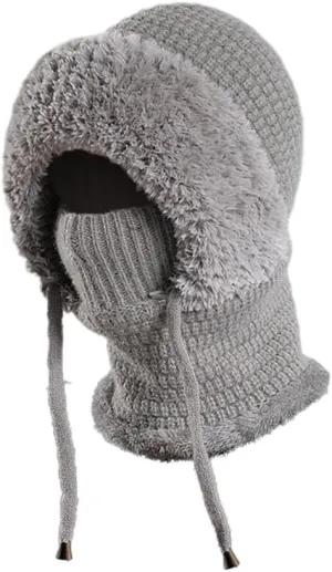 Zcargel 3 in 1 Women's Winter Hat, Women Balaclava Hat 55cm-60cm Warm Neck Warmer Sets Thick Soft Knitted for Outdoor Skiing