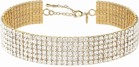 Zealmer Rhinestone Choker Necklaces Silver Sparkling Diamond Choker Crystal Rhinestone Glitter Necklace Gold Plated Jewelry Gifts for Women Bridal Wedding Bridesmaid