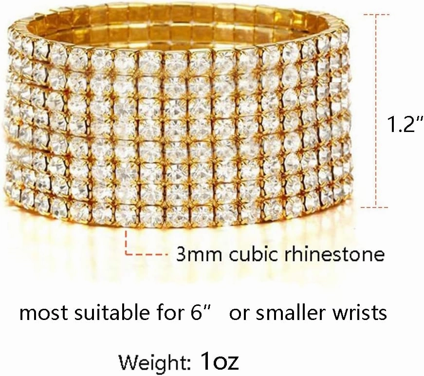 Zealmer Sparkle Multicolor Rhinestone Stackable Stretch Bracelets for Women