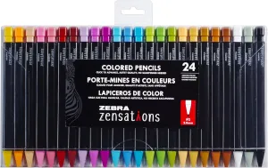Zebra Pen Zensations Mechanical Colored Pencils, 2.0mm Point Size, Assorted Colored Lead, 24-Count, Assorted Colors