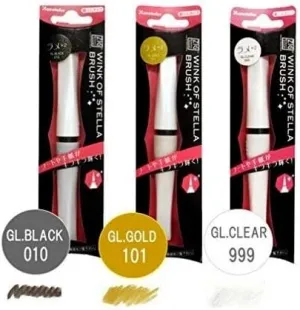 Zig Wink of Stella Brush,(No010 Glitter Black) & (No101 Glitter Gold) & (No999 Glitter Clear) Color 3pcs -Value Set