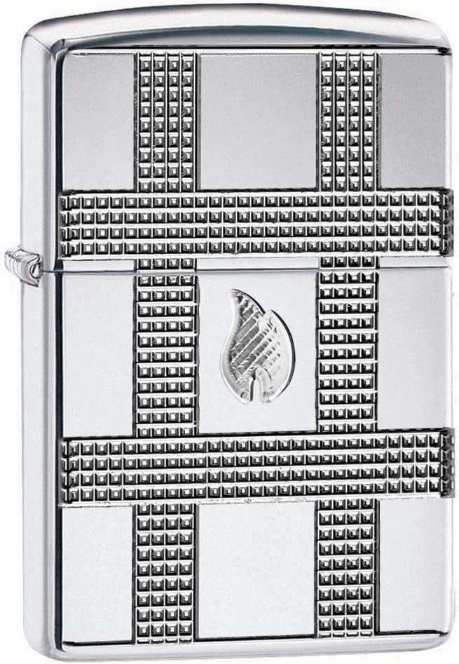 Zippo Geometric Design Pocket Lighter, Chrome, One Size