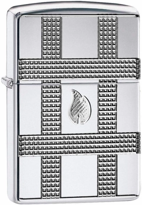 Zippo Geometric Design Pocket Lighter, Chrome, One Size