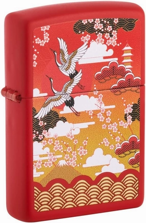 Zippo Kimono Design Red Matte Pocket Lighter