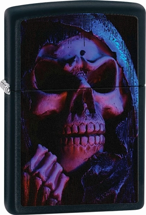 Zippo Lighter - Purple, Pink, & Blue Grim Reaper Black Matte Windproof Lighter #Z466